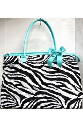 Large Quilted Tote Bag-ZEBRA/AQUA